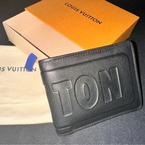 LOUIS VUITTON BLACK DARK INFINITY MULTIPLE LEATHER WALLET RARE